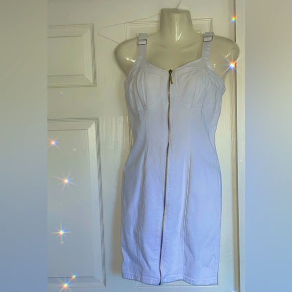Nicki Minaj Dresses | Nicki Minaj Small Bodycon White Denim Dress | Color: White | Size: S | Queenshop16's Closet